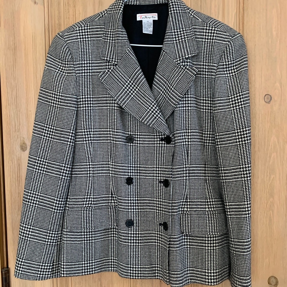 Herringbone plaid wool blazer by Talbots
